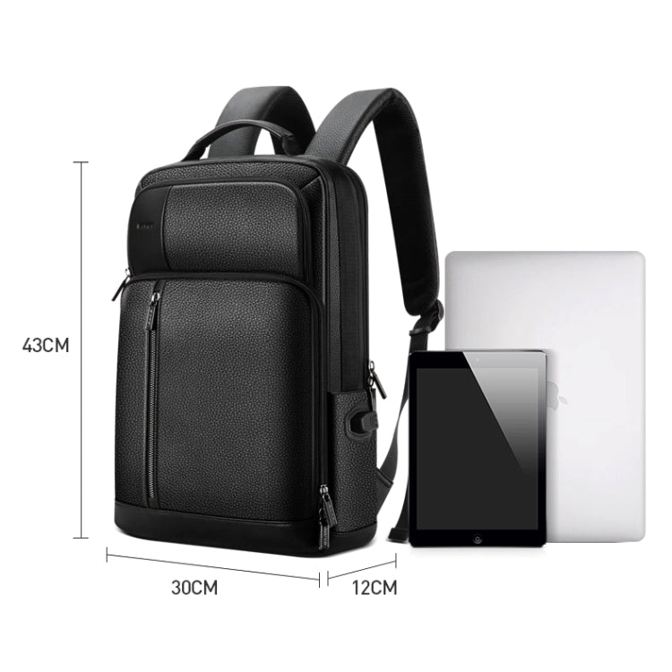 Bopai 851-036611 Large Capacity Top-grain leather Business Breathable Man Backpack, Size: 30x12x43cm(Black) - free shipping - PMC Jewellery - Order now!
