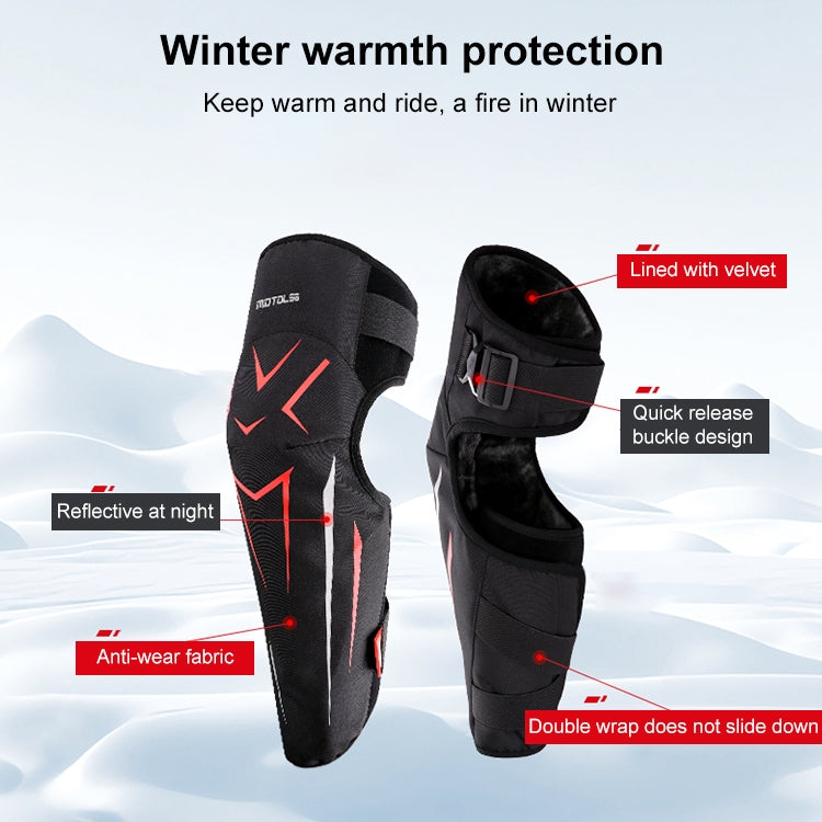 MOTOLSG 2 in 1 Knee Pads Motorcycle Bicycle Riding Warm Fleece Soft Protective Gear (Black Red) - free shipping - PMC TechLife - Order now!