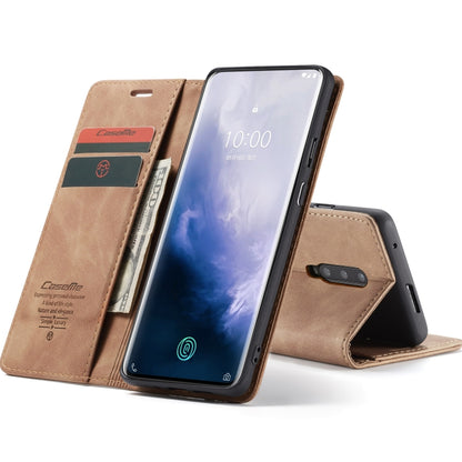 CaseMe-013 Multifunctional Retro Frosted Horizontal Flip Leather Case for OnePlus 7 Pro, with Card Slot & Holder & Zipper Wallet & Photo Frame(Brown) - OnePlus Cases by CaseMe | Online Shopping South Africa | PMC Jewellery | Buy Now Pay Later Mobicred