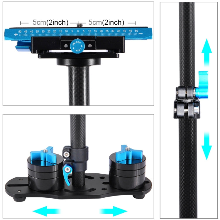 PULUZ 38.5-61cm Carbon Fibre Handheld Stabilizer for DSLR & DV Digital Video & Cameras, Load Range: 0.5-3kg(Blue) - free shipping - PMC TechLife - Order now!