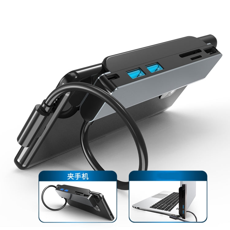 AD-065 6 in 1 USB-C / Type-C to 4K HDMI + SD / TF Card Slot + Type-C + 2 USB 3.0 Back Clip Style Multifunctional Docking Station HUB - free shipping - PMC Jewellery - Order now!