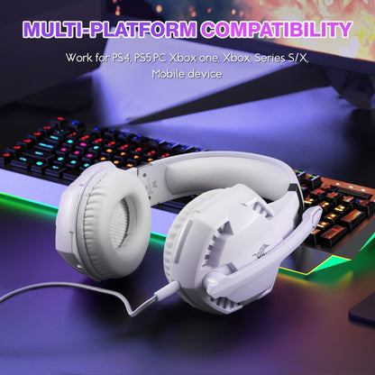 KOTION EACH G2000 Over-ear Gaming Headset with Mic Stereo Bass LED Light,Cable Length: 2.2m(White) - Multimedia Headset by KOTION EACH | Online Shopping South Africa | PMC Jewellery | Buy Now Pay Later Mobicred