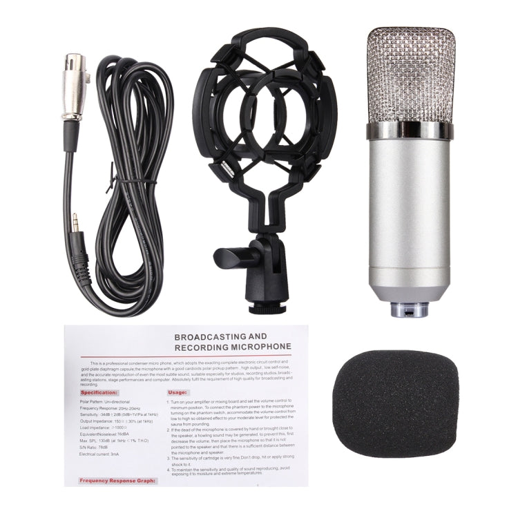 FIFINE F-700 Professional Condenser Sound Recording Microphone with Shock Mount for Studio Radio Broadcasting & Live Boardcast, 3.5mm Earphone Port, Cable Length: 2.5m(Silver) - Microphone by PMC Jewellery | Online Shopping South Africa | PMC Jewellery | Buy Now Pay Later Mobicred