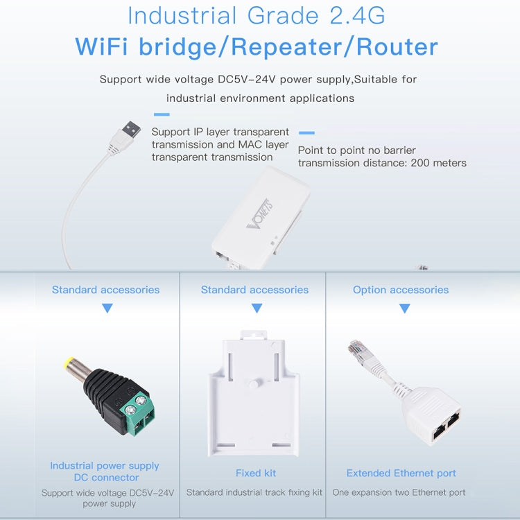 VONETS VAP11G-500S High Power CPE 20dbm Mini WiFi 300Mbps Bridge WiFi Repeater Signal Booster, Outdoor Wireless Point to Point, No Abstacle(White) - Network Hardware by VONETS | Online Shopping South Africa | PMC Jewellery | Buy Now Pay Later Mobicred