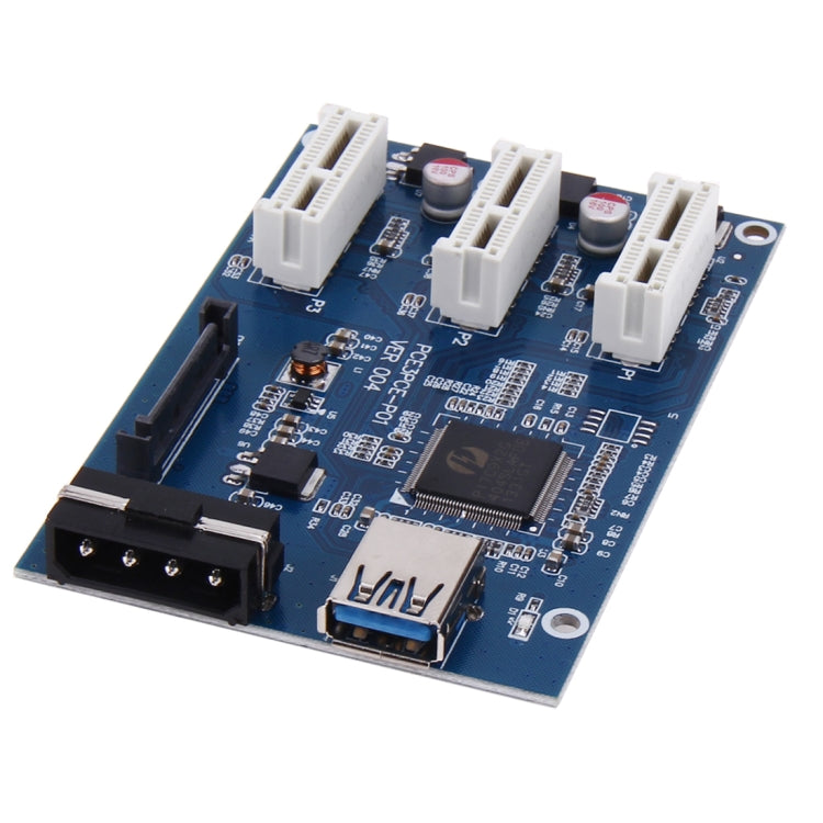 PCI-E 1 to 3 PCI Express 1 Slots Riser Card 3 PCI-E Slot Adapter PCI-E Port Multiplier Card with 60cm USB Cable(Blue) - free shipping - PMC Jewellery - Order now!