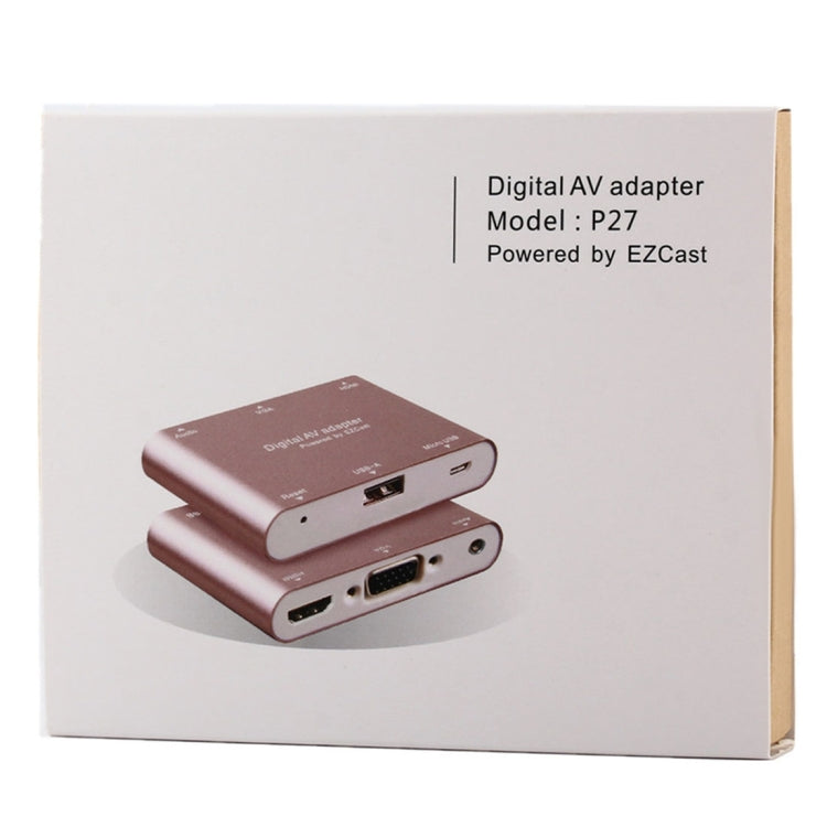 P27 Metal Cover Micro USB to HDMI + VGA HDTV Converter Digital AV Adapter, Power by EZCast, Support iOS / Android / Windows System(Silver) - Adapter by PMC Jewellery | Online Shopping South Africa | PMC Jewellery | Buy Now Pay Later Mobicred