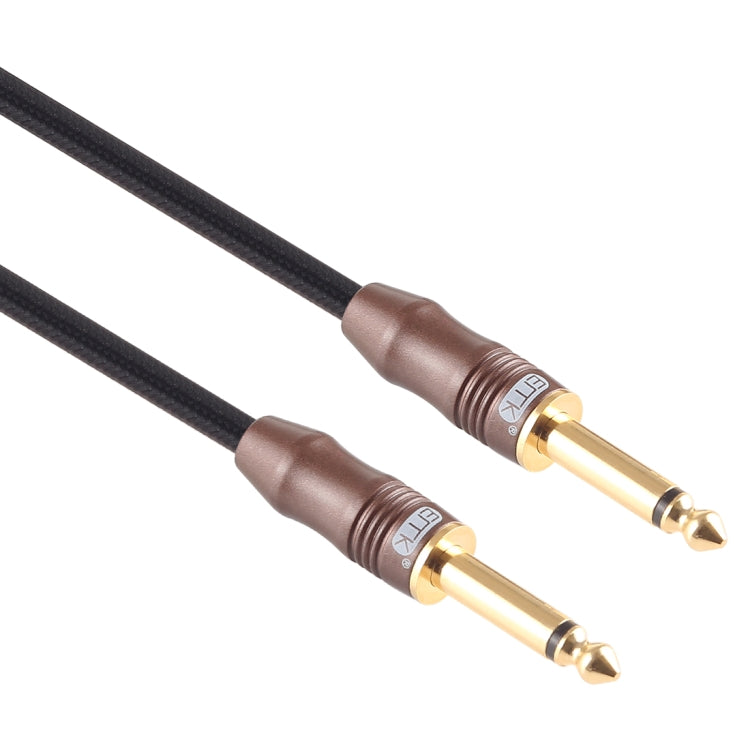EMK 6.35mm Male to Male 3 Section Gold-plated Plug Cotton Braided Audio Cable for Guitar Amplifier Mixer, Length: 1.5m(Black) - free shipping - PMC TechLife - Order now!