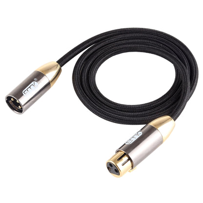 EMK XLR Male to Female Gold-plated Plug Cotton Braided Cannon Audio Cable for XLR Jack Devices, Length: 1m(Black) - Microphone Audio Cable & Connector by EMK | Online Shopping South Africa | PMC Jewellery | Buy Now Pay Later Mobicred