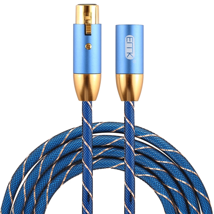 EMK XLR Male to Female Gold-plated Plug Grid Nylon Braided Cannon Audio Cable for XLR Jack Devices, Length: 2m(Blue) - Microphone Audio Cable & Connector by EMK | Online Shopping South Africa | PMC TechLife | Buy Now Pay Later Mobicred