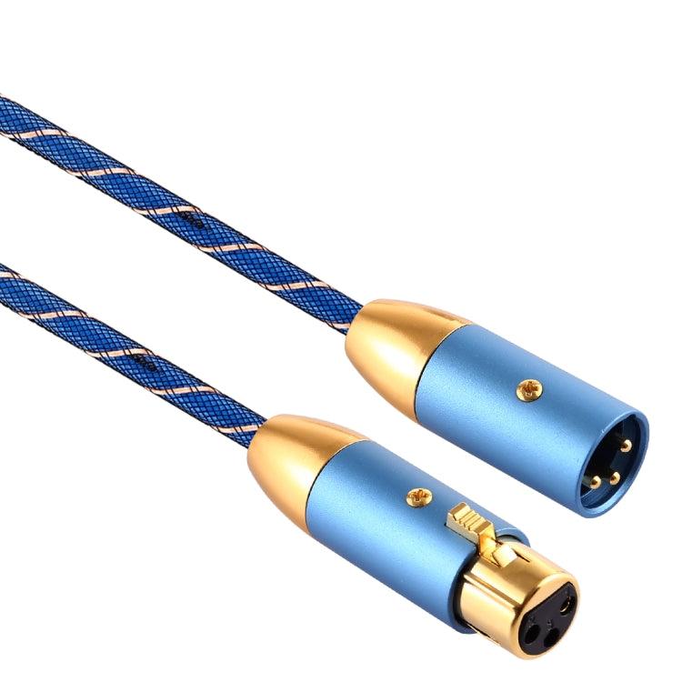 EMK XLR Male to Female Gold-plated Plug Grid Nylon Braided Cannon Audio Cable for XLR Jack Devices, Length: 2m(Blue) - Microphone Audio Cable & Connector by EMK | Online Shopping South Africa | PMC Jewellery | Buy Now Pay Later Mobicred