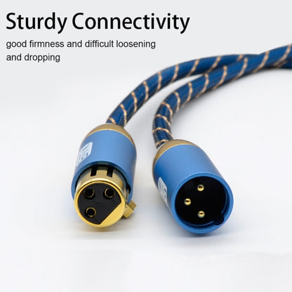 EMK XLR Male to Female Gold-plated Plug Grid Nylon Braided Cannon Audio Cable for XLR Jack Devices, Length: 2m(Blue) - Microphone Audio Cable & Connector by EMK | Online Shopping South Africa | PMC Jewellery | Buy Now Pay Later Mobicred