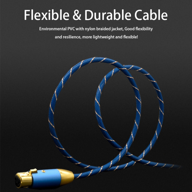 EMK XLR Male to Female Gold-plated Plug Grid Nylon Braided Cannon Audio Cable for XLR Jack Devices, Length: 2m(Blue) - Microphone Audio Cable & Connector by EMK | Online Shopping South Africa | PMC Jewellery | Buy Now Pay Later Mobicred