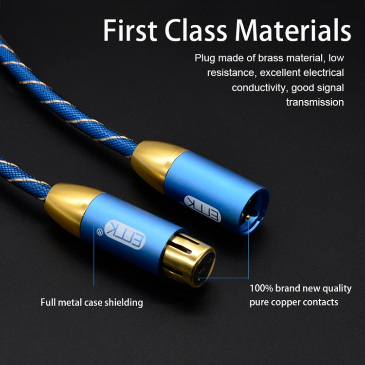 EMK XLR Male to Female Gold-plated Plug Grid Nylon Braided Cannon Audio Cable for XLR Jack Devices, Length: 2m(Blue) - Microphone Audio Cable & Connector by EMK | Online Shopping South Africa | PMC TechLife | Buy Now Pay Later Mobicred