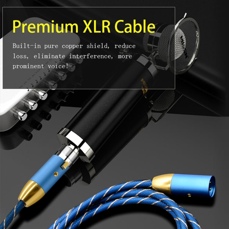 EMK XLR Male to Female Gold-plated Plug Grid Nylon Braided Cannon Audio Cable for XLR Jack Devices, Length: 2m(Blue) - Microphone Audio Cable & Connector by EMK | Online Shopping South Africa | PMC Jewellery | Buy Now Pay Later Mobicred