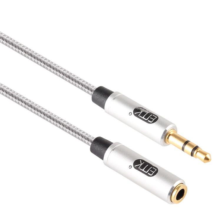 EMK 3.5mm Male to Female Gold-plated Plug Cotton Braided Audio Cable for Speaker / Notebooks / Headphone, Length: 0.5m(Grey) - free shipping - PMc TechLife - Order now!