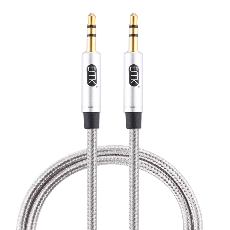EMK 3.5mm Male to Male Gold-plated Plug Cotton Braided Audio Cable for Speaker / Notebooks / Headphone, Length: 1m(Grey) - free shipping - PMc TechLife - Order now!