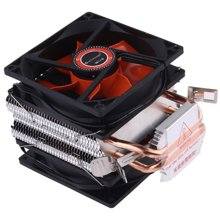 CoolAge AMD CPU Heatsink Hydraulic Bearing Cooling Fan Double Cooling Fan 3 Pin for Intel LGA775 115X AM2 AM3 AM4 FM1 FM2 1366 - Fan Cooling by PMC Jewellery | Online Shopping South Africa | PMC Jewellery | Buy Now Pay Later Mobicred