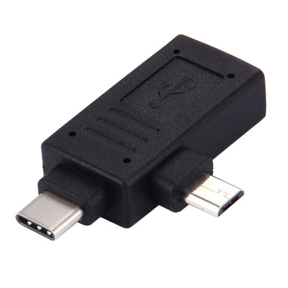 USB-C / Type-C Male + Micro USB Male to USB 2.0 Female Adapter(Black) - USB Adapter by PMC Jewellery | Online Shopping South Africa | PMC Jewellery