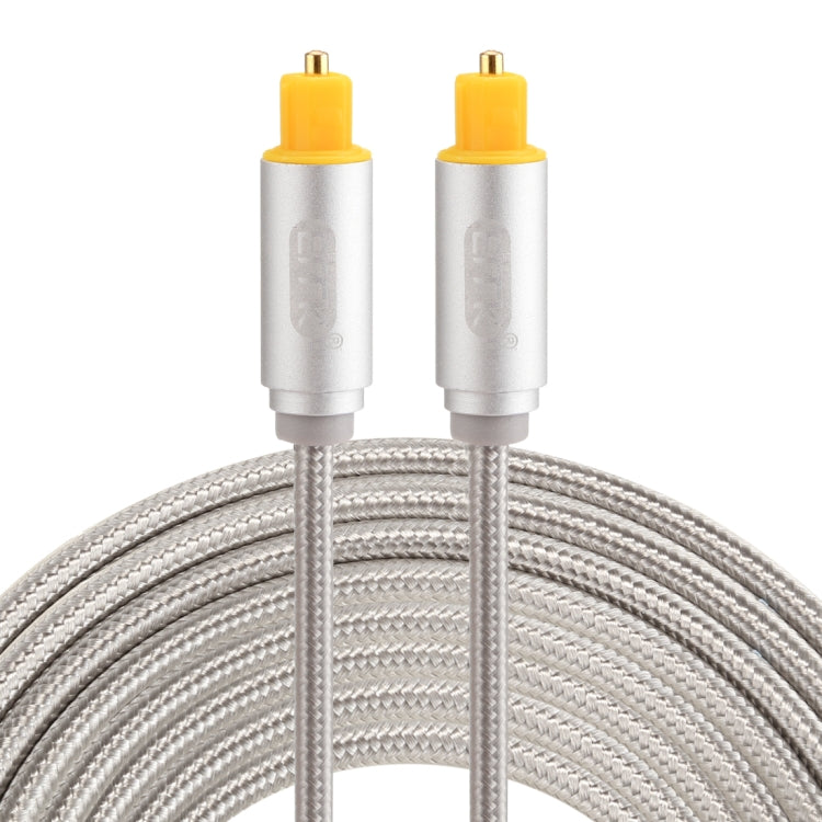 EMK 5m OD4.0mm Gold Plated Metal Head Woven Line Toslink Male to Male Digital Optical Audio Cable(Silver) - Audio Optical Cables by EMK | Online Shopping South Africa | PMC TechLife | Buy Now Pay Later Mobicred