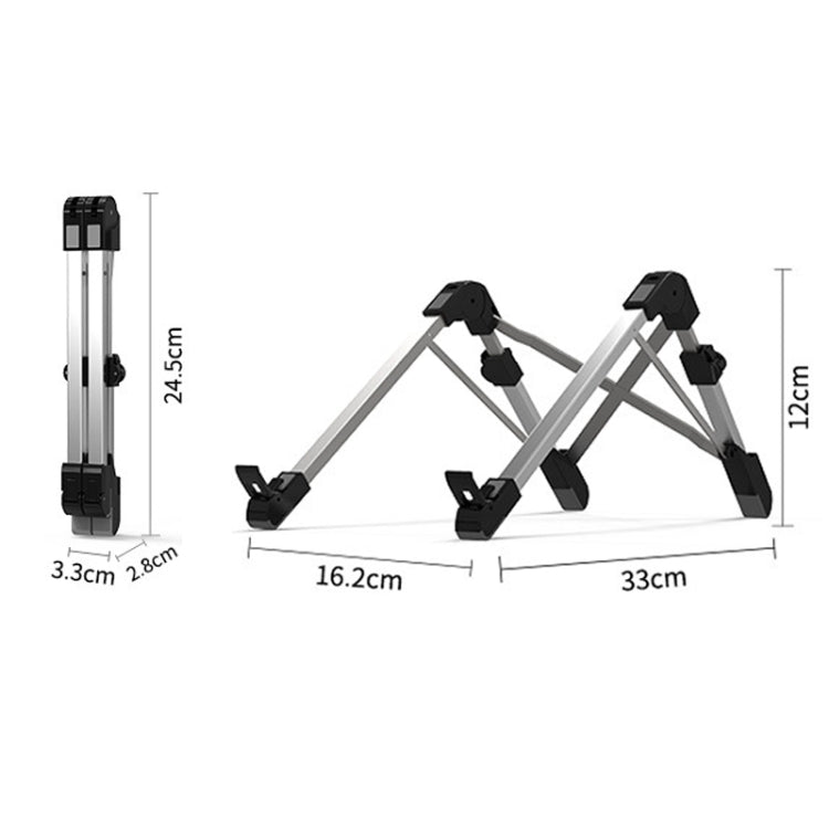 Aluminum Alloy Laptop Height Extender Holder Stand Folding Portable Computer Heat Dissipation Bracket, Size: 24.5x3.3x2.8cm(Black) - MacBook Holder by PMC Jewellery | Online Shopping South Africa | PMC Jewellery | Buy Now Pay Later Mobicred