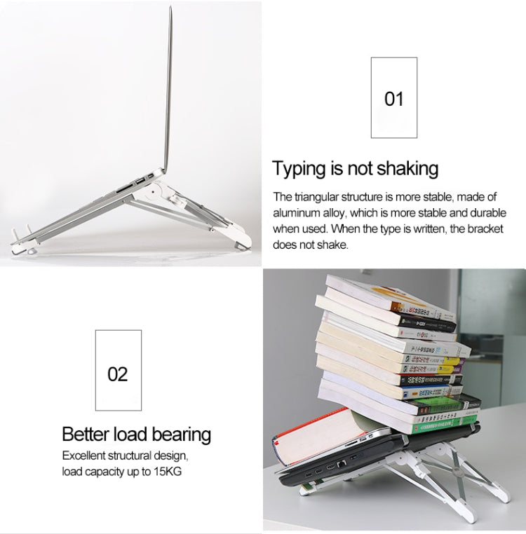 Aluminum Alloy Laptop Height Extender Holder Stand Folding Portable Computer Heat Dissipation Bracket, Size: 24.5x3.3x2.8cm(Black) - MacBook Holder by PMC Jewellery | Online Shopping South Africa | PMC Jewellery | Buy Now Pay Later Mobicred