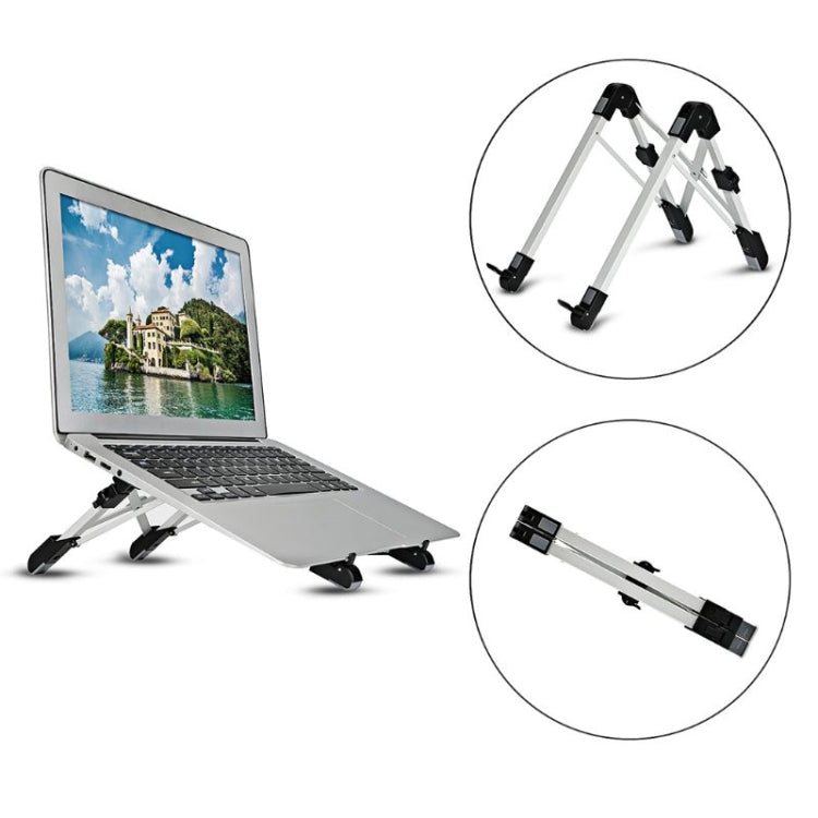 Aluminum Alloy Laptop Height Extender Holder Stand Folding Portable Computer Heat Dissipation Bracket, Size: 24.5x3.3x2.8cm (White) - MacBook Holder by PMC Jewellery | Online Shopping South Africa | PMC Jewellery | Buy Now Pay Later Mobicred