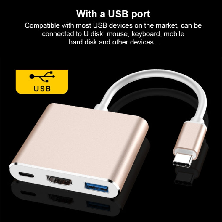 V125 UCB-C / Type-C Male to PD +  HDMI + USB 3.0 Female 3 in 1 Converter(Silver) - USB HUB by PMC TechLife | Online Shopping South Africa | PMC TechLife