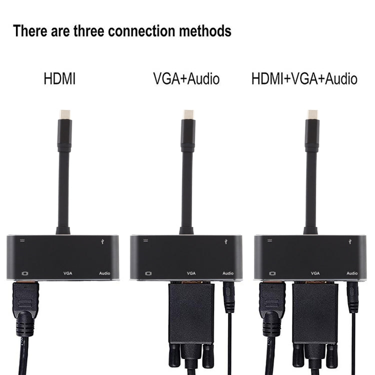 V126 UCB-C / Type-C Male to PD + HDMI + VGA + Audio + USB 3.0 Female 5 in 1 Converter - USB HUB by PMC Jewellery | Online Shopping South Africa | PMC Jewellery | Buy Now Pay Later Mobicred