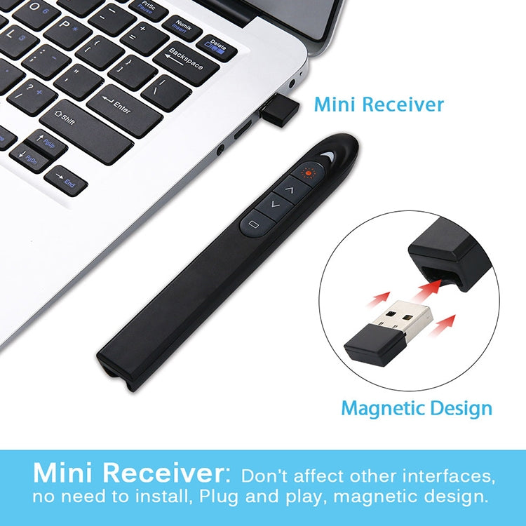 XM930 2.4GHz Wireless Laser PowerPoint Page Turning Pen Multimedia Wireless Presentation Projection Pen with USB Receiver, Support Low Battery Remind, Remote Control Distance: 100m(Black) -  by PMC TechLife | Online Shopping South Africa | PMC TechLife | Buy Now Pay Later Mobicred