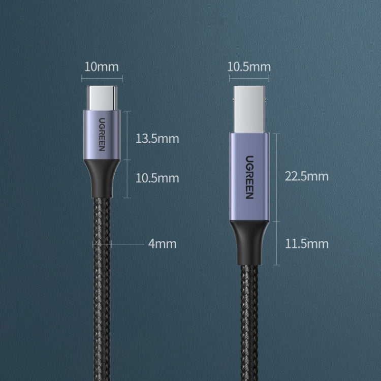 Ugreen Type-C / USB-C to Type-B Printer Nylon Braid Connect Data Cable, Length: 1.5m - free shipping - PMC TechLife - Order now!