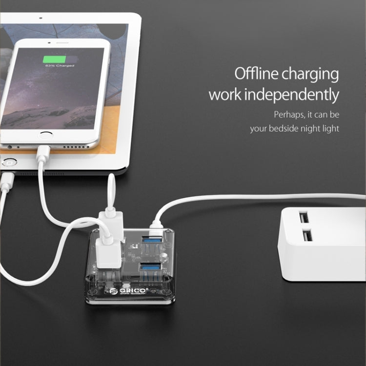 ORICO MH4U-30 USB 3.0 Transparent Desktop HUB with 30cm Micro USB Cable - USB 3.0 HUB by ORICO | Online Shopping South Africa | PMC Jewellery | Buy Now Pay Later Mobicred