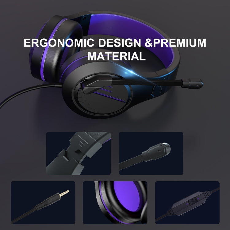 SADES MH601 3.5mm Plug Wire-controlled Noise Reduction E-sports Gaming Headset with Retractable Microphone, Cable Length: 2.2m(Purple) - Multimedia Headset by SADES | Online Shopping South Africa | PMC Jewellery | Buy Now Pay Later Mobicred