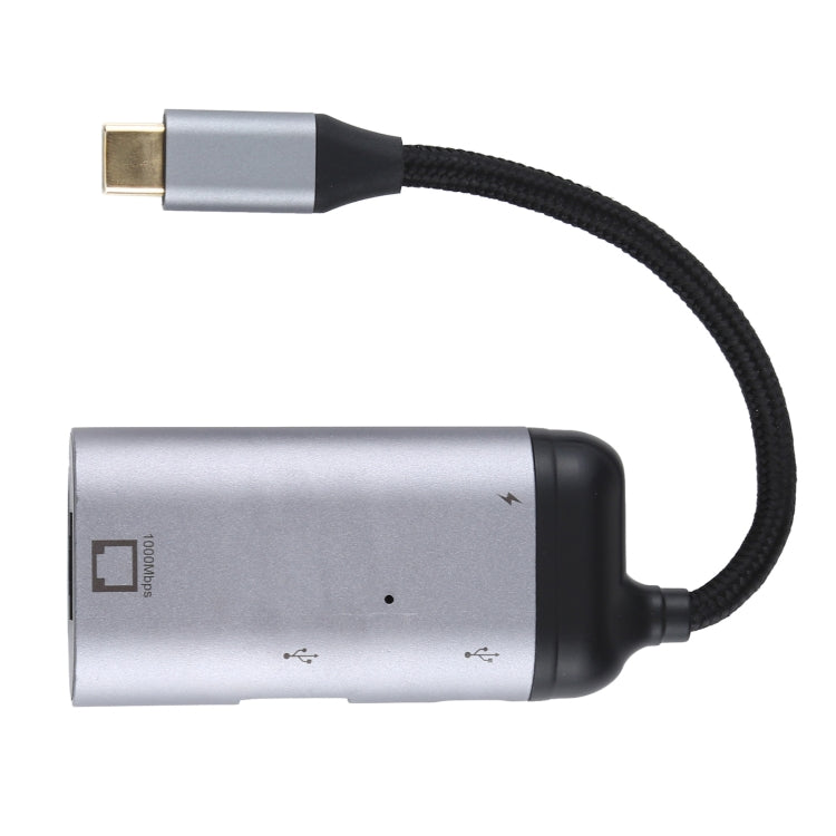 Type-C / USB-C Male to RJ45 Female  + Type-C / USB-C Female + USB Female Adapter Converter - Cable & Adapters by PMC Jewellery | Online Shopping South Africa | PMC Jewellery | Buy Now Pay Later Mobicred