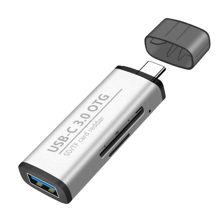 ADS-103 3 in 1 Type-C Male to USB 3.0 Female + SD / TF Card Slots OTG Adapter SD / TF Card Reader (Silver) -  by PMC TechLife | Online Shopping South Africa | PMC TechLife | Buy Now Pay Later Mobicred