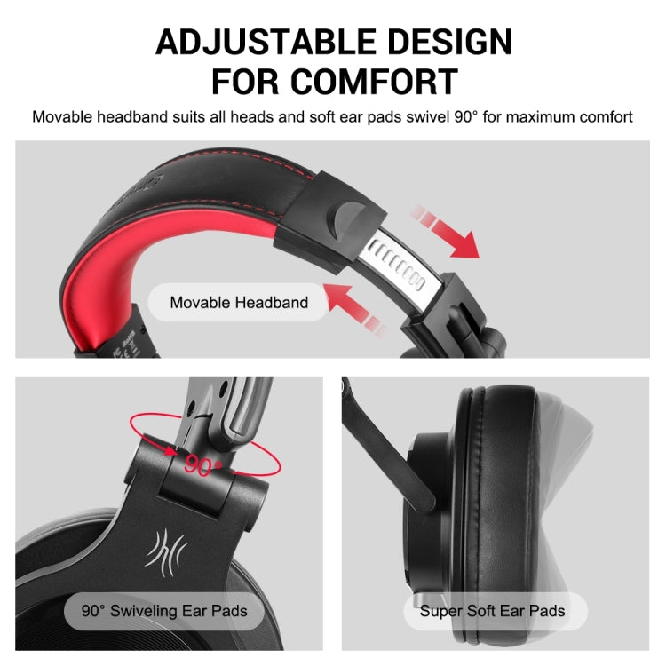 OneOdio A71 Head-mounted Noise Reduction Wired Headphone with Microphone(Red Black) - free shipping - PMC Jewellery - Order now!