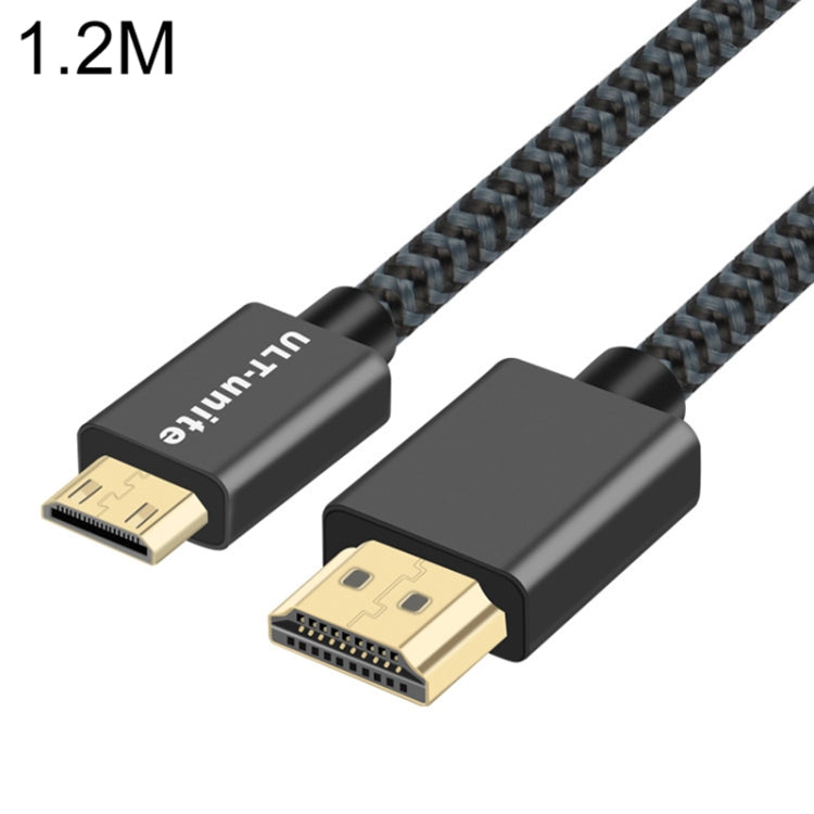 ULT-unite Gold-plated Head HDMI 2.0 Male to Mini HDMI Male Nylon Braided Cable, Cable Length: 1.2m(Black) - Cable by ult-unite | Online Shopping South Africa | PMC TechLife | Buy Now Pay Later Mobicred