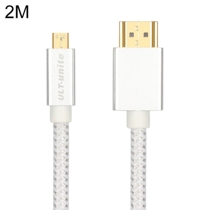 ULT-unite Gold-plated Head HDMI Male to Micro HDMI Male Nylon Braided Cable, Cable Length: 2m(Silver) - Cable by ult-unite | Online Shopping South Africa | PMC Jewellery | Buy Now Pay Later Mobicred