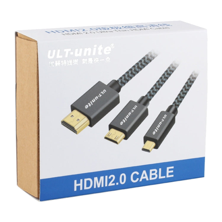 ULT-unite Gold-plated Head HDMI Male to Micro HDMI Male Nylon Braided Cable, Cable Length: 2m(Black) - Cable by ult-unite | Online Shopping South Africa | PMC Jewellery | Buy Now Pay Later Mobicred