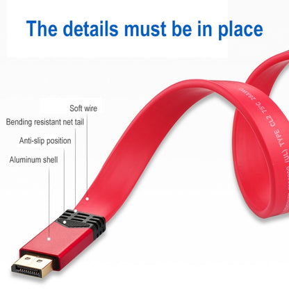 4K 60Hz DisplayPort 1.2 Male to DisplayPort 1.2 Male Aluminum Shell Flat Adapter Cable, Cable Length: 3m (Red) -  by PMC Jewellery | Online Shopping South Africa | PMC Jewellery | Buy Now Pay Later Mobicred