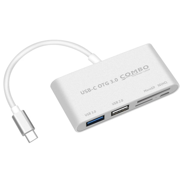 COMBO T-693 5 in 1 USB-C / Type-C to SD / TF / Micro SD Card Slot + USB 3.0 + USB 2.0Ports OTG HUB Card Reader(Silver) - USB HUB by PMC Jewellery | Online Shopping South Africa | PMC Jewellery | Buy Now Pay Later Mobicred