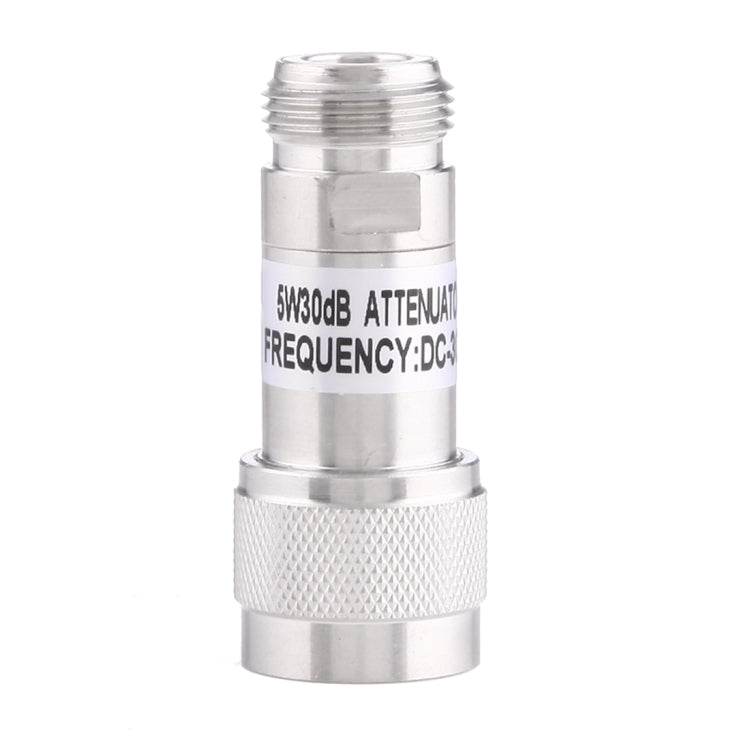 5W 30dBi N Female to N Male DC-13GHz Frequency Gain Attenuator(Silver) - Connectors by PMC Jewellery | Online Shopping South Africa | PMC Jewellery | Buy Now Pay Later Mobicred