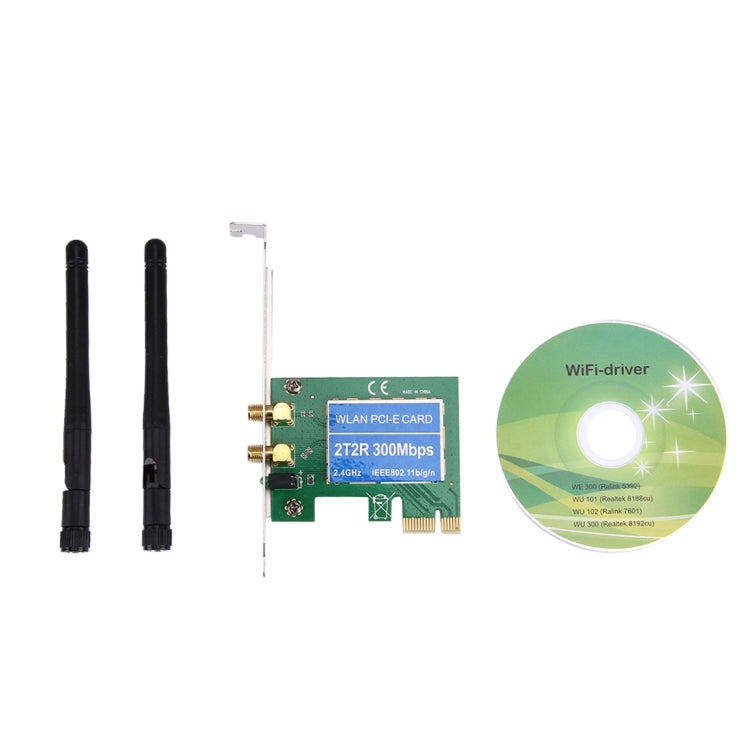 300Mbps PCI Express Wireless LAN Network Adapter Card with 2 Antennas, IEEE 802.11b / 802.11g / 802.11n Standards - Add-on Cards by PMC Jewellery | Online Shopping South Africa | PMC Jewellery | Buy Now Pay Later Mobicred