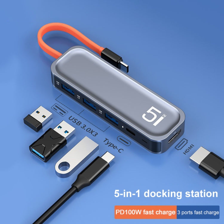 ROCK TR21 USB-C / Type-C to HDMI + USB3.0 x 3 + PD 4K 60Hz 5 in 1 Docking Station - free shipping - PMC Jewellery - Order now!