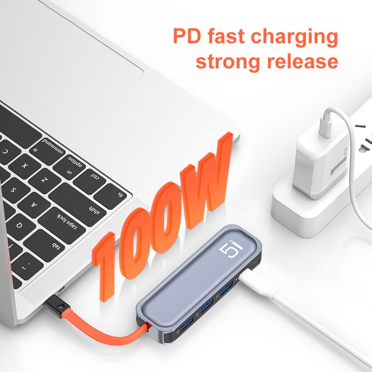 ROCK TR21 USB-C / Type-C to HDMI + USB3.0 x 3 + PD 4K 60Hz 5 in 1 Docking Station - free shipping - PMC Jewellery - Order now!
