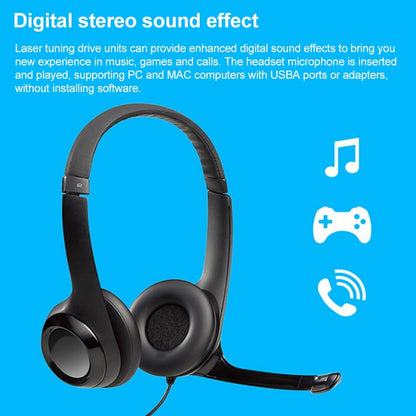 Logitech H390 USB Wired Headset Stereo Headphones with Noise-Cancelling Microphone - Multimedia Headset by Logitech | Online Shopping South Africa | PMC Jewellery | Buy Now Pay Later Mobicred