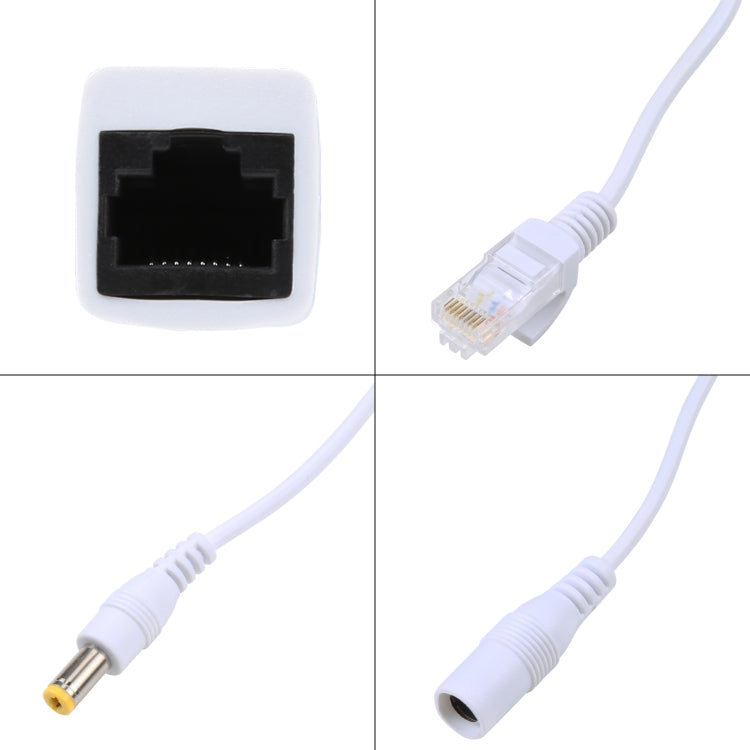 2 in 1 RJ45 POE Injector and Splitter Cable Set with 2.1x 5.5mm Female & Male DC Jack(White) - Cable & Adapter by PMC TechLife | Online Shopping South Africa | PMC TechLife