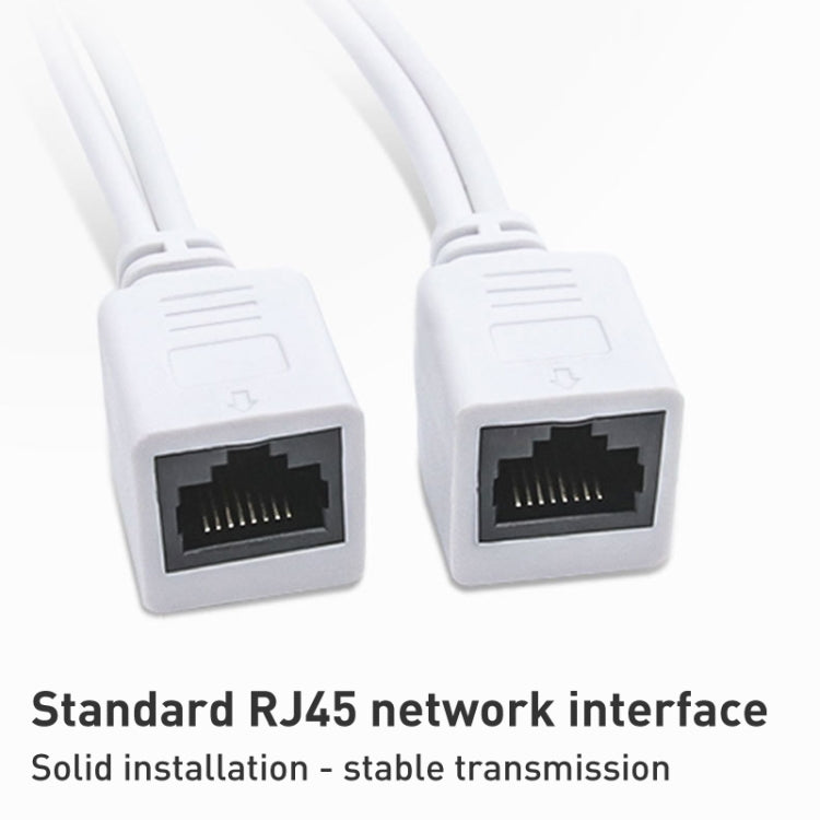 2 in 1 RJ45 POE Injector and Splitter Cable Set with 2.1x 5.5mm Female & Male DC Jack(White) - Cable & Adapter by PMC TechLife | Online Shopping South Africa | PMC TechLife