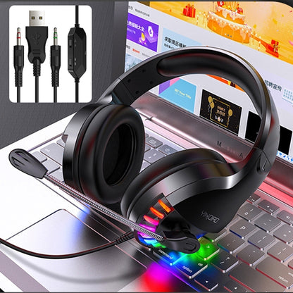 YINDIAO Q2 Head-mounted Wired Gaming Headset with Microphone, Version: Dual 3.5mm + USB(Black) - Multimedia Headset by YINDIAO | Online Shopping South Africa | PMC Jewellery | Buy Now Pay Later Mobicred