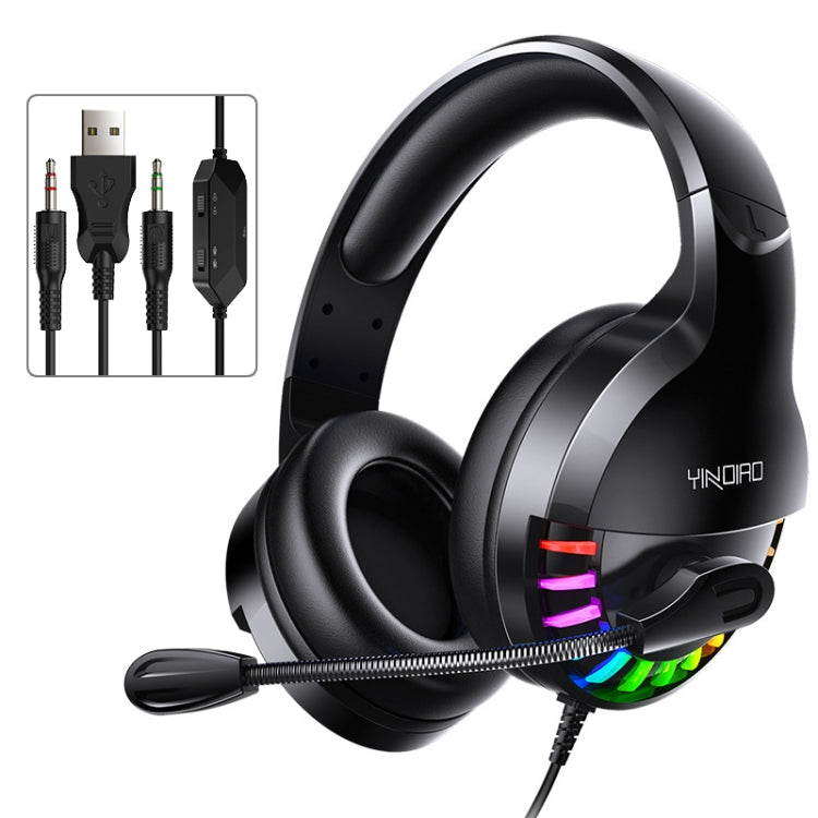 YINDIAO Q2 Head-mounted Wired Gaming Headset with Microphone, Version: Dual 3.5mm + USB(Black) - Multimedia Headset by YINDIAO | Online Shopping South Africa | PMC Jewellery | Buy Now Pay Later Mobicred