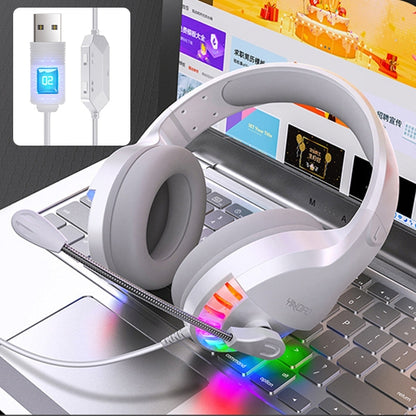 YINDIAO Q2 Head-mounted Wired Gaming Headset with Microphone, Version: Single USB Sound Card(White) - Multimedia Headset by YINDIAO | Online Shopping South Africa | PMC Jewellery | Buy Now Pay Later Mobicred